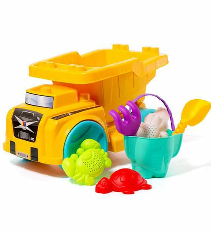 Colorful Moltó strandspeelgoedset for outdoor play, featuring flexible strands and vibrant building pieces.