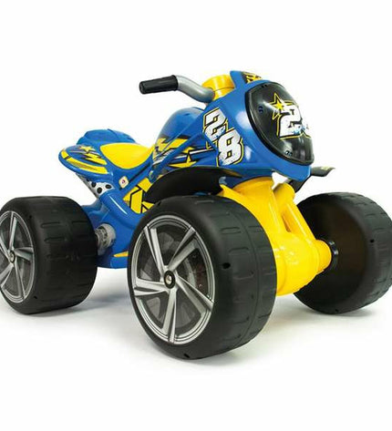 Injusa Flames 6V electric quad toy for children, red with black accents, 87x70x58 cm, designed for outdoor play.