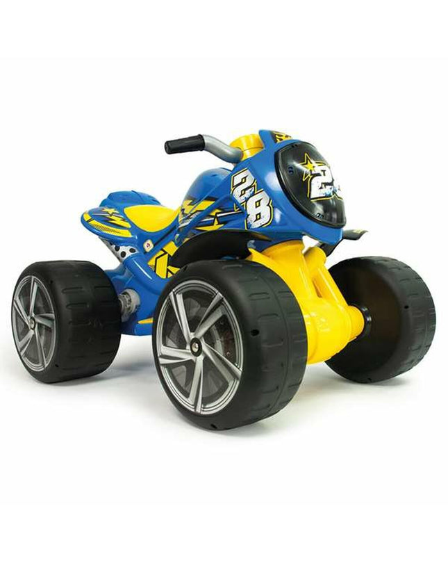 Injusa Flames 6V electric quad toy for children, red with black accents, 87x70x58 cm, designed for outdoor play.