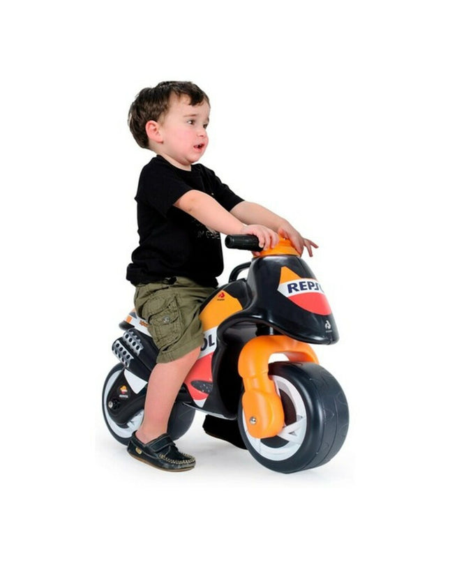 Injusa Neox Repsol multicoloured tricycle for children aged 18 months and older, featuring a sturdy design and vibrant colors.