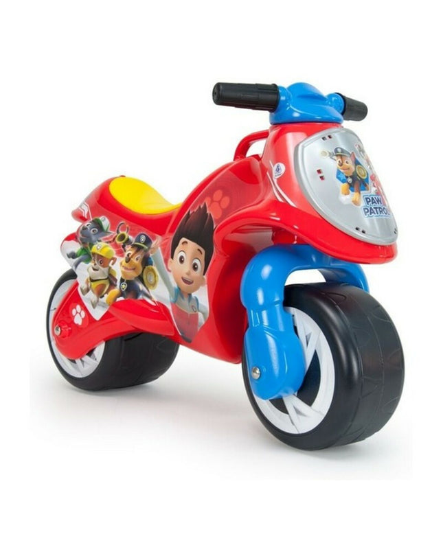 Paw Patrol ride-on tricycle for children 18+ months, red and blue plastic toy bike with Paw Patrol logo and character decals.