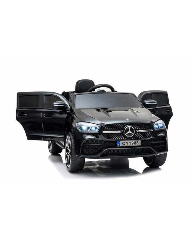 Black Injusa Mercedes GLE electric toy car for kids, featuring realistic design and sporty style, ideal for outdoor play.