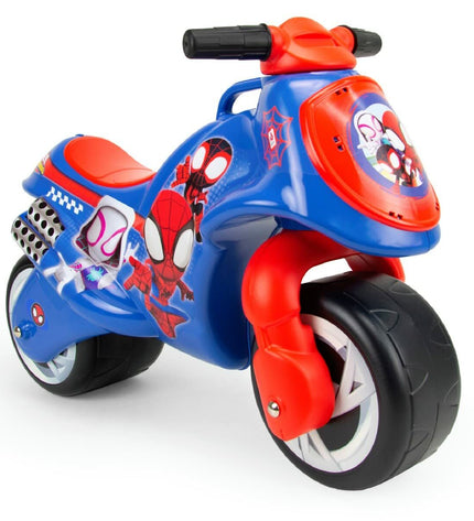 Blue Spidey Loopmotor toy scooter measuring 69 x 27.5 x 49 cm, suitable for outdoor play and sports activities.