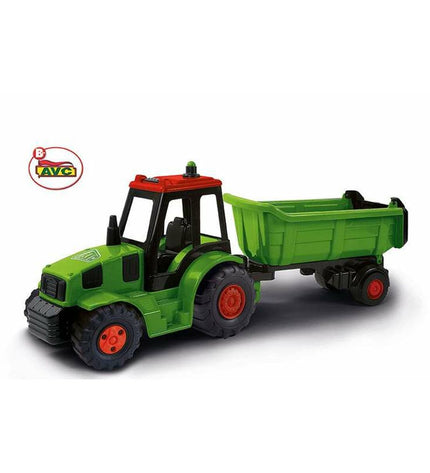 AVC Kiepwagen Farmer Friend toy truck in green with black wheels, 81 x 22 x 32 cm, designed for children's play and vehicle enthusiasts.