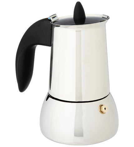 Valira Isabella Italian coffee pot in stainless steel with 4 cups, ideal for brewing espresso-style coffee in the kitchen.