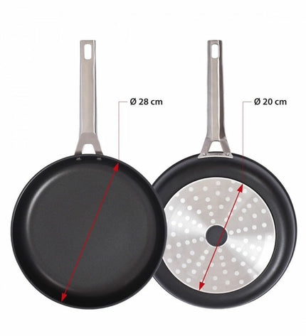 Valira Pan 4667/25 in black and silver stainless steel and aluminum, suitable for home cooking and kitchen use.
