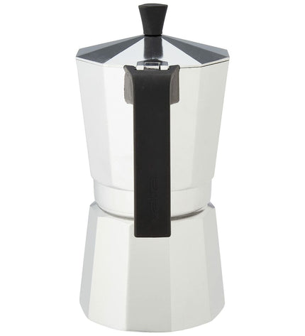 Valira VITRO 9T silver aluminum Italian coffee pot with 9 cups, ideal for brewing traditional espresso at home.