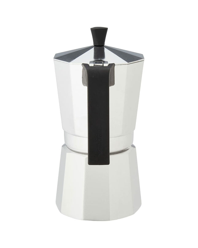 Valira VITRO 9T silver aluminum Italian coffee pot with 9 cups, ideal for brewing traditional espresso at home.
