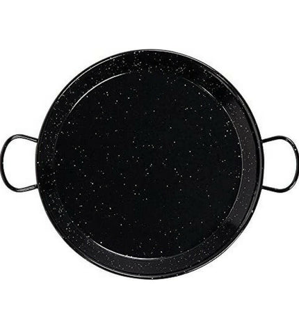 Black Vaello deep pan with handle, 50cm diameter, ideal for cooking and household use, featuring a sturdy design and non-stick surface.