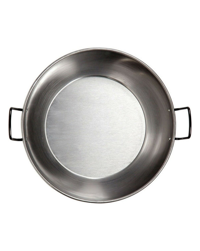 Polished steel deep pan with handle by Vaello, 30 cm diameter, ideal for cooking and kitchen use.