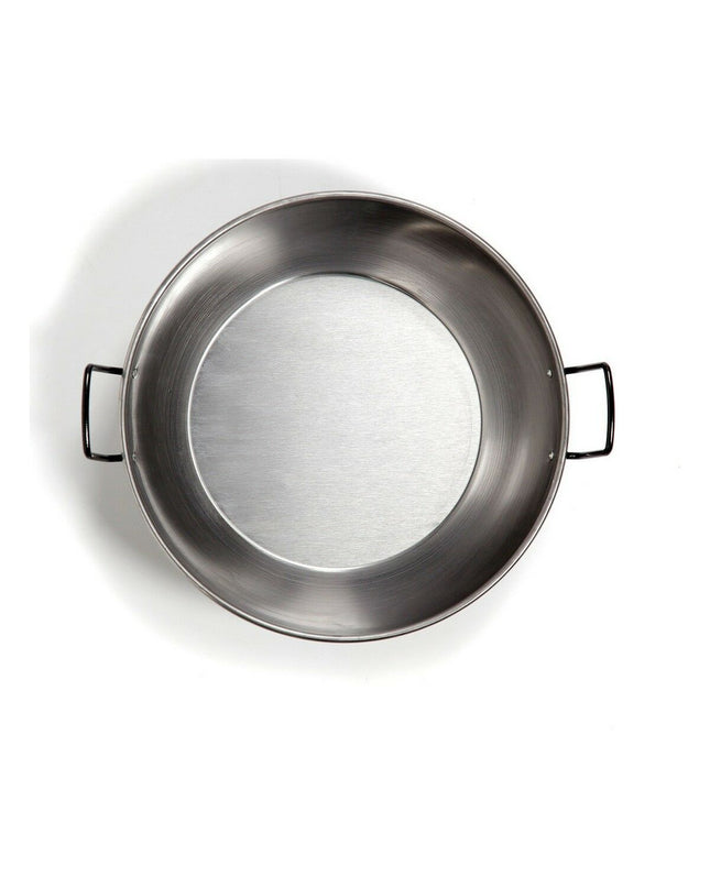 Polished steel deep pan with handle from Vaello, 38 cm diameter, ideal for cooking and kitchen use.
