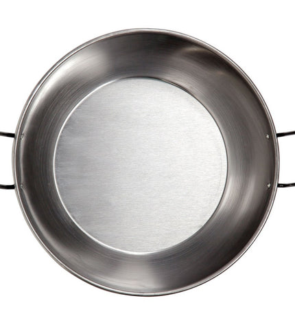 Vaello deep frying pan with handle, polished chrome steel, 50 cm diameter, suitable for cooking and kitchen use