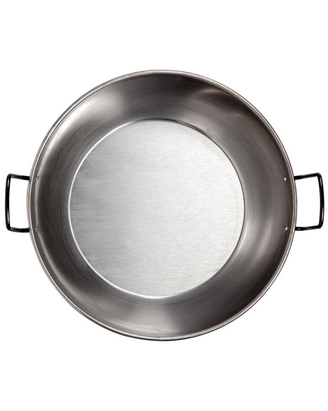 Vaello deep frying pan with handle, polished chrome steel, 50 cm diameter, suitable for cooking and kitchen use