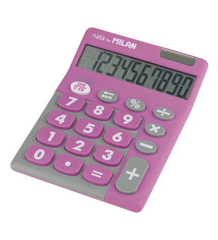 Milan white and pink calculator, office electronics, compact 14.5 x 10.6 x 2.1 cm, suitable for office and school use