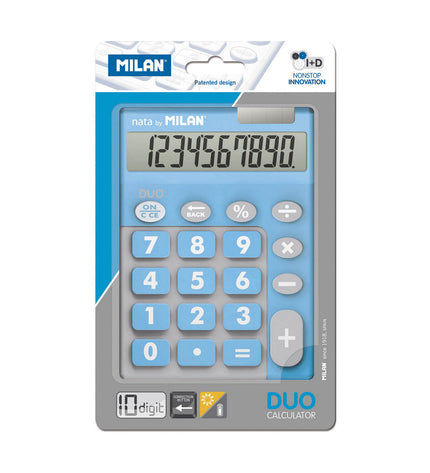 Milan Duo Calculator PVC, office electronic device with dual-function keys, used for quick calculations in office or school settings.