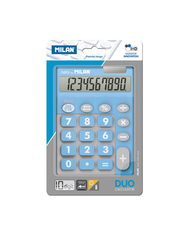 Milan Duo Calculator PVC, office electronic device with dual-function keys, used for quick calculations in office or school settings.