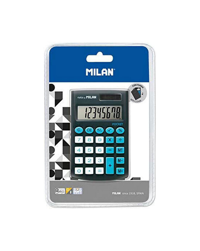 Milan Rekenmachine Nata Geval PVC, compact office calculator with protective PVC cover, ideal for office and stationery use.
