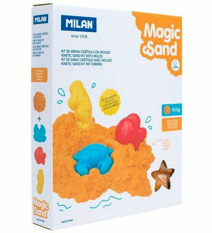 Milan Magisch Zand in 453g container, colorful creative play toy for kids, ideal for artistic and sensory activities.