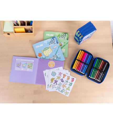 Milan blue ink coloring block for creative activities, featuring a playful design for children to color and enjoy.