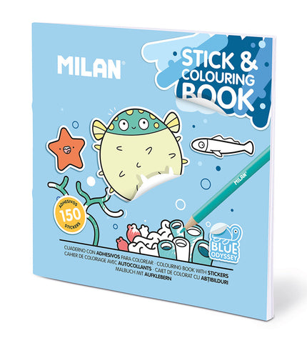 Milan Blue Tekenblokje voor Inkleuren, speelgoed voor creatieve activiteiten, colorful coloring pad for children.