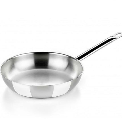 Stainless steel frying pan BRA A121612 with 24cm diameter, suitable for home cooking and kitchen use.