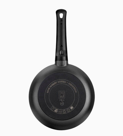 Black and orange aluminium pan from BRA with a 20 cm diameter, suitable for house and kitchen cooking.