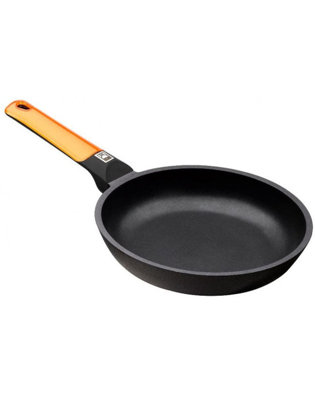 Black and orange aluminium pan from BRA, 20 cm diameter, suitable for home cooking and kitchen use.
