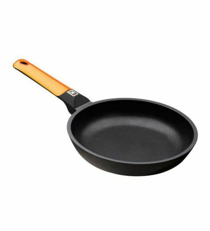 BRA Pan A281226 26cm black and orange Teflon coated aluminium cookware with a sturdy handle, ideal for house and kitchen use.