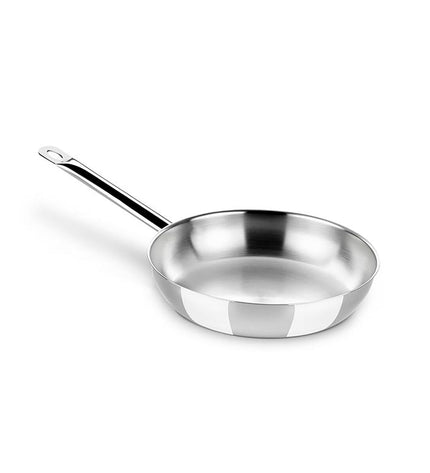 Stainless steel pan BRA A121615 with 30cm diameter, suitable for cooking, shown from top view with reflective surface
