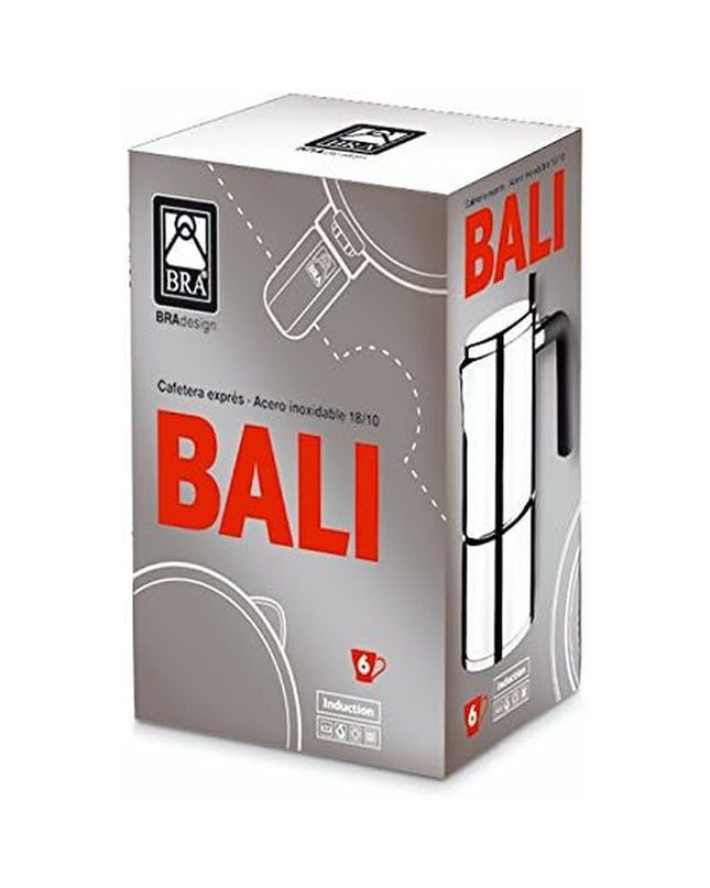 BRA BALI Italiaanse koffiepot in roestvrij staal, 10 kopjes, 500 ml, ideaal voor huis en koken, koffie en thee bereiden.