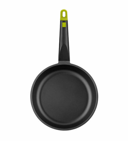 Black BRA Foodie 24cm metal aluminum frying pan with a 20cm handle, suitable for household cooking and kitchen use.