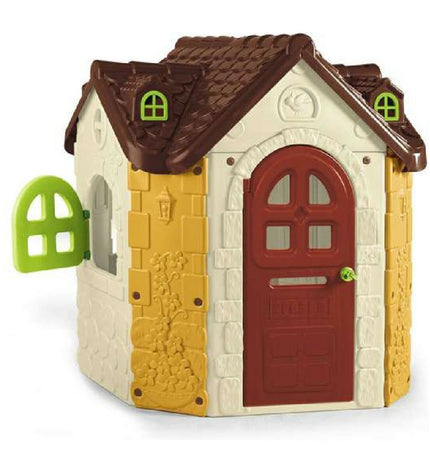 Feber Fancy House playhouse for children, colorful plastic toy house with windows and door, outdoor play structure for kids.