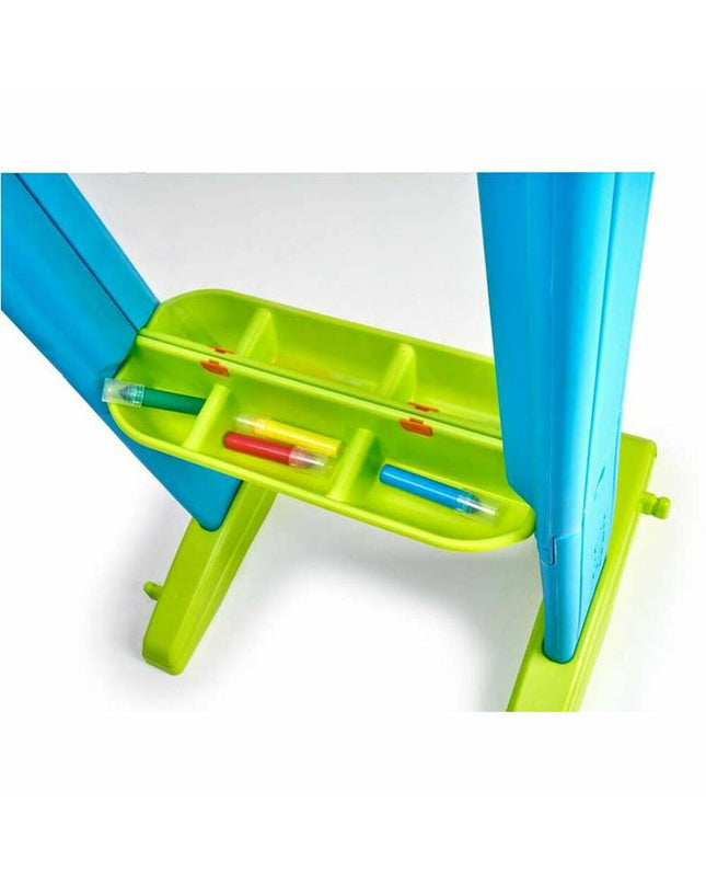 Feber dubbelzijdig krijtbord for creative activities, measuring 53.5 x 57.5 x 106 cm, suitable for children's play and drawing.