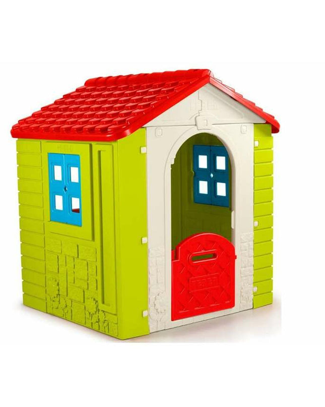 Feber children's playhouse in bright colors, measuring 131 x 110 x 121 cm, designed for outdoor play and fun activities.