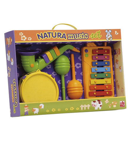 Reig Natura Music Percussion Set with 9 parts, colorful children's musical instrument toy for kids' play and learning.
