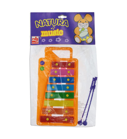 Colorful Reig Xylofoon toy, a children's musical instrument with wooden bars and a cheerful design for kids' play.