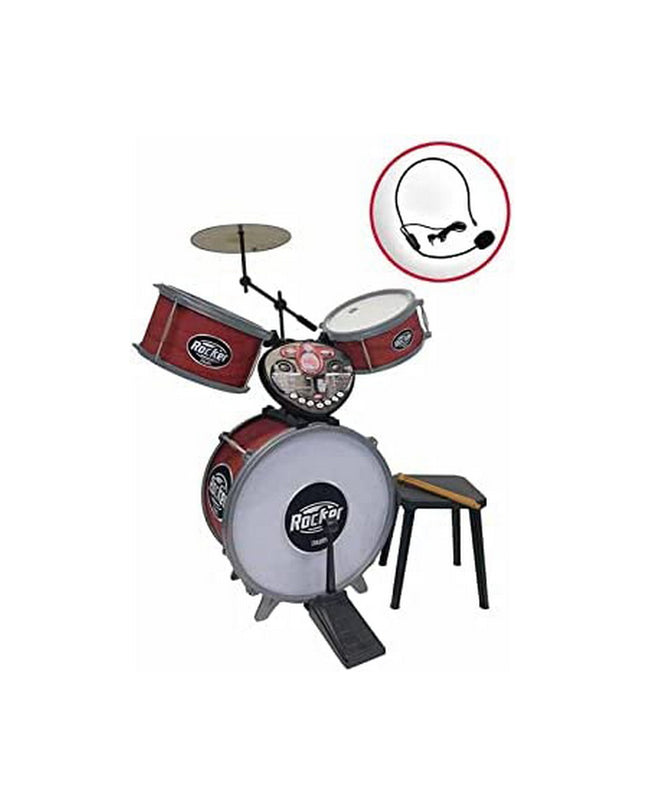 Reig Rocker toy drum set for children, colorful musical instrument with drumsticks, designed for kids' play and music fun.