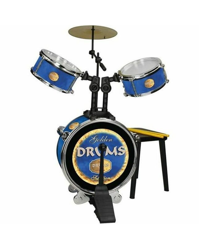 Colorful plastic toy drums by Reig, suitable for children, with drumsticks and vibrant design for musical play and fun.