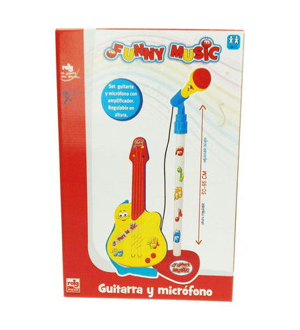Reig Kindergitaar Reig Microfoon toy set, colorful musical instrument for children, includes guitar and microphone for playful music fun.