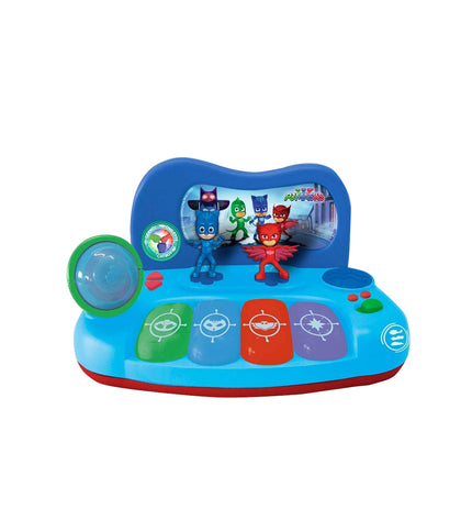 Blue PJ Masks MP3 player toy for kids, featuring colorful buttons and playful design, perfect for children's music and entertainment.