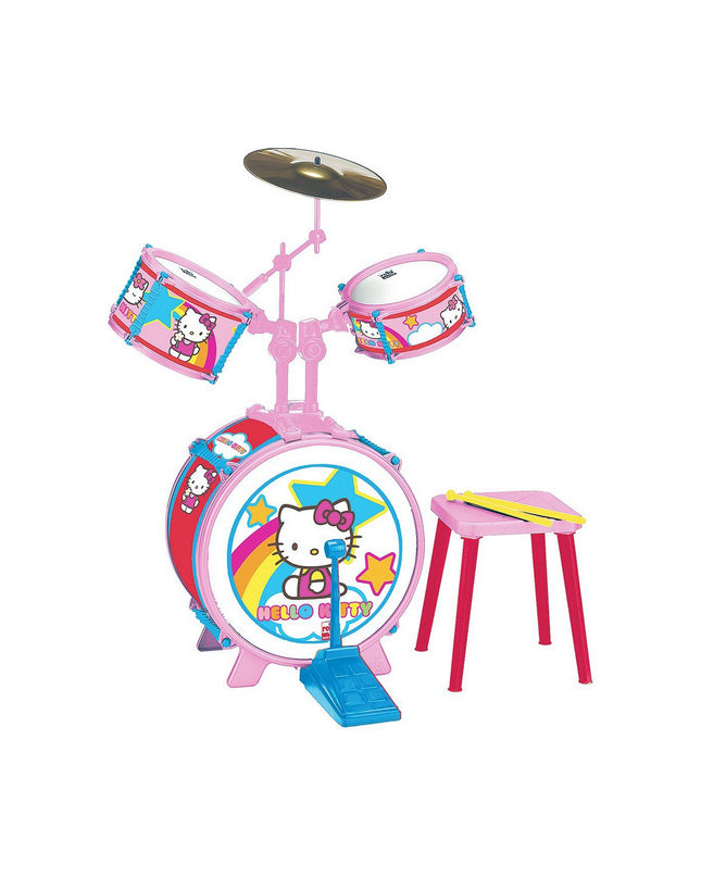 Hello Kitty plastic drums toy for children, colorful musical instrument with Hello Kitty design for kids' play and music fun.