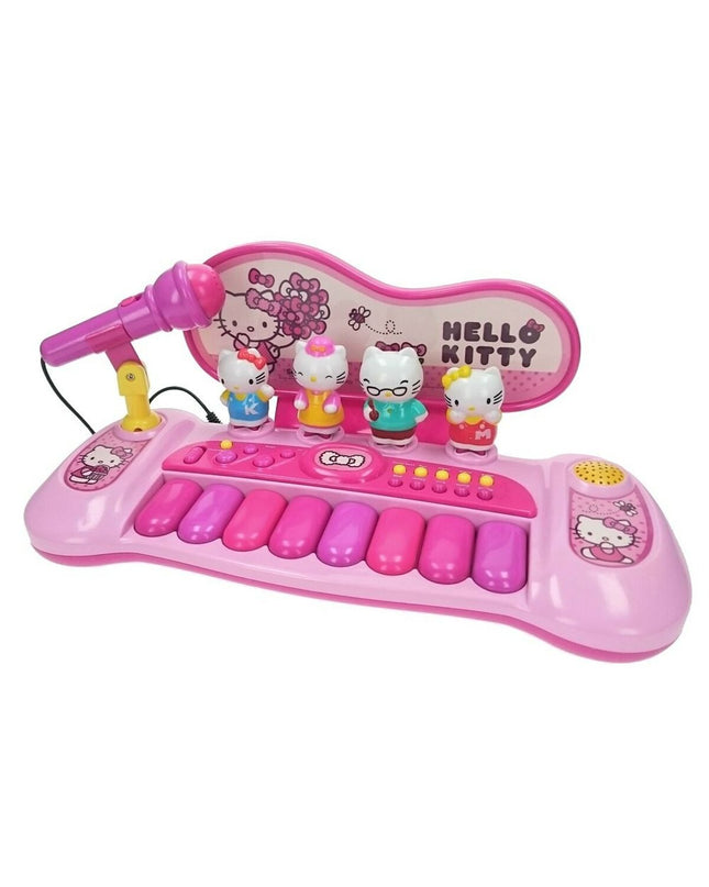 Hello Kitty electronic piano toy for kids, colorful musical keyboard with cartoon Hello Kitty design, suitable for children.
