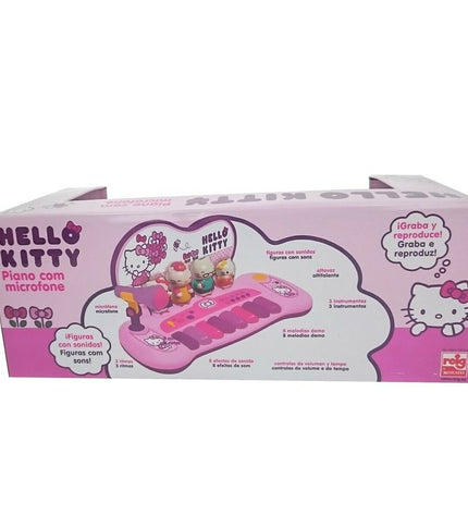 Hello Kitty electronic piano toy for kids, colorful musical instrument with keyboard and playful design from Hello Kitty brand.
