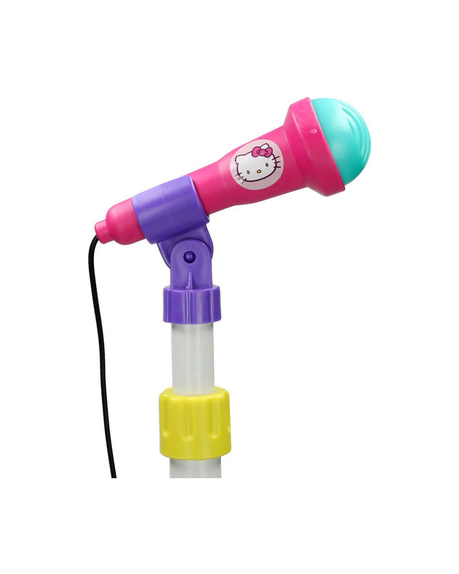 Hello Kitty kindergarten guitar toy with built-in microphone, colorful musical instrument for children to play and sing.