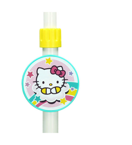 Hello Kitty kindergitaar with built-in microphone, colorful toy musical instrument for children, suitable for play and music learning.