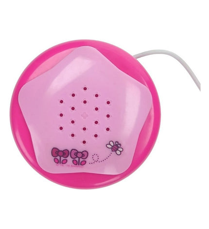 Hello Kitty fuchsiaroze karaoke microfoon, electronic toy for kids, with Hello Kitty branding and playful design.