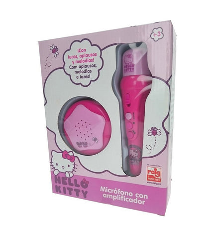 Hello Kitty fuchsia pink karaoke microphone toy, electronic toy for kids, fun and colorful Hello Kitty gaming accessory.