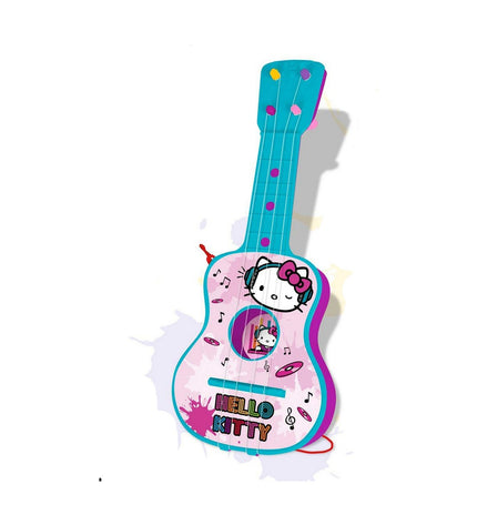 Hello Kitty 4-touw kindergitaar in blauw en roze, speelgoed muziekinstrument voor kinderen, playful and colorful design