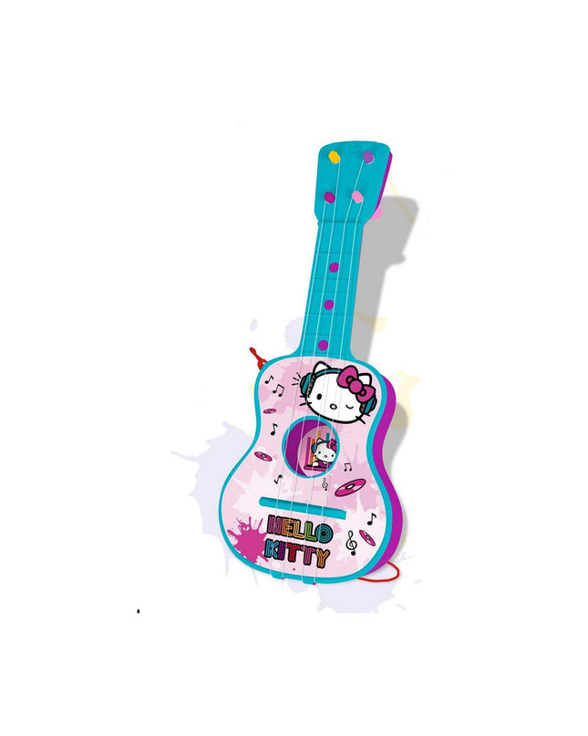 Hello Kitty 4-touw kindergitaar in blauw en roze, speelgoed muziekinstrument voor kinderen, playful and colorful design