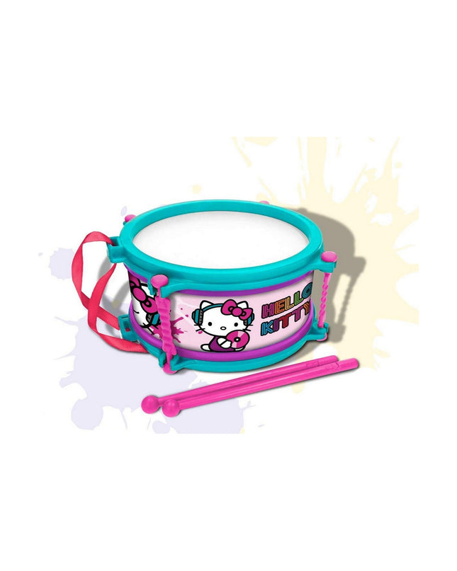 Hello Kitty blue and pink 16 cm drum toy for children, colorful musical instrument for kids' play and entertainment.
